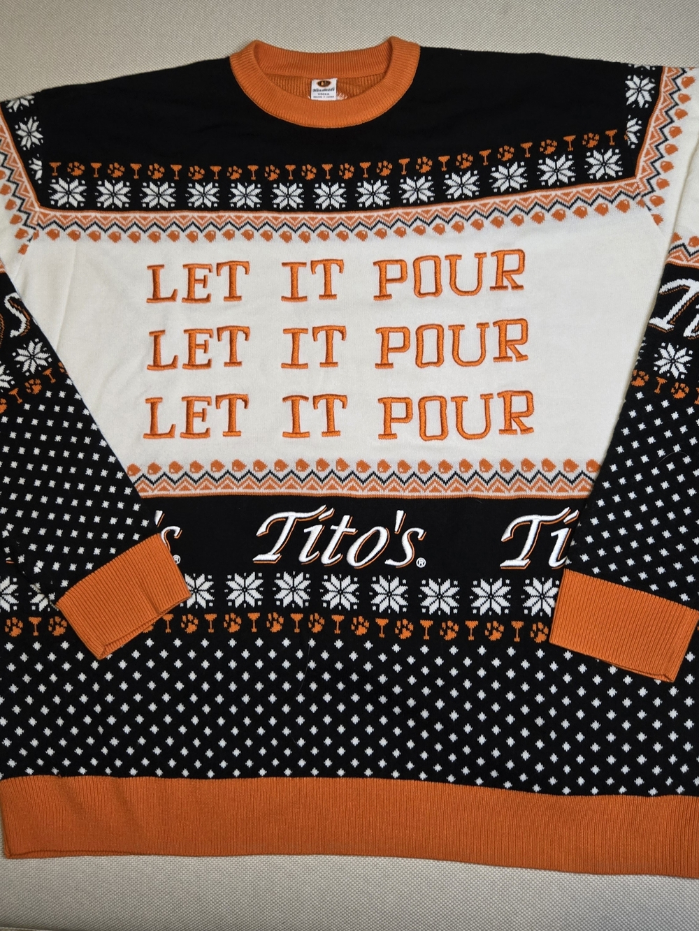Tito's Vodka Let It Pour Ugly Christmas Sweater 3XL Holiday Party Humor Winter